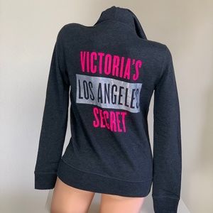 Victoria’s Secret LA Los Angeles Supermodel Rhinestone Crystals Gray Hoodie XS